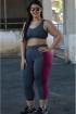 Legging zíper e recortes brilho plus size-Cinza