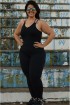 Macacão fitness alças cruzadas plus size-Preto