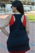 Regata fitness nadador Plus size-Preto/Vermelho