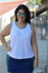 Regata poliamida detalhes estampado Plus size-Branco