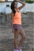 Saia short fitness estampada com lacinhos-Laranja