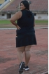 Saia short plus size com recortes colorido-Preto