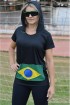 T-Shirt Brasil com capuz e bolso com bandeira-Preto