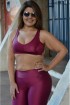 Top academia tirinhas cruzadas Plus size-Marsala