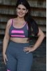 Top alça com recorte colorido plus size-Cinza